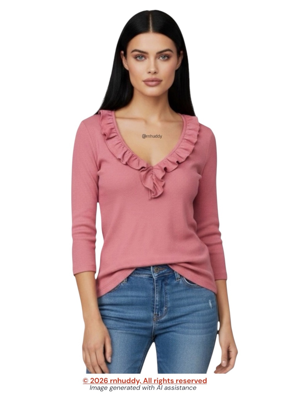 NWT Chaps petite L dusty pink ruffle v-neck cotton top